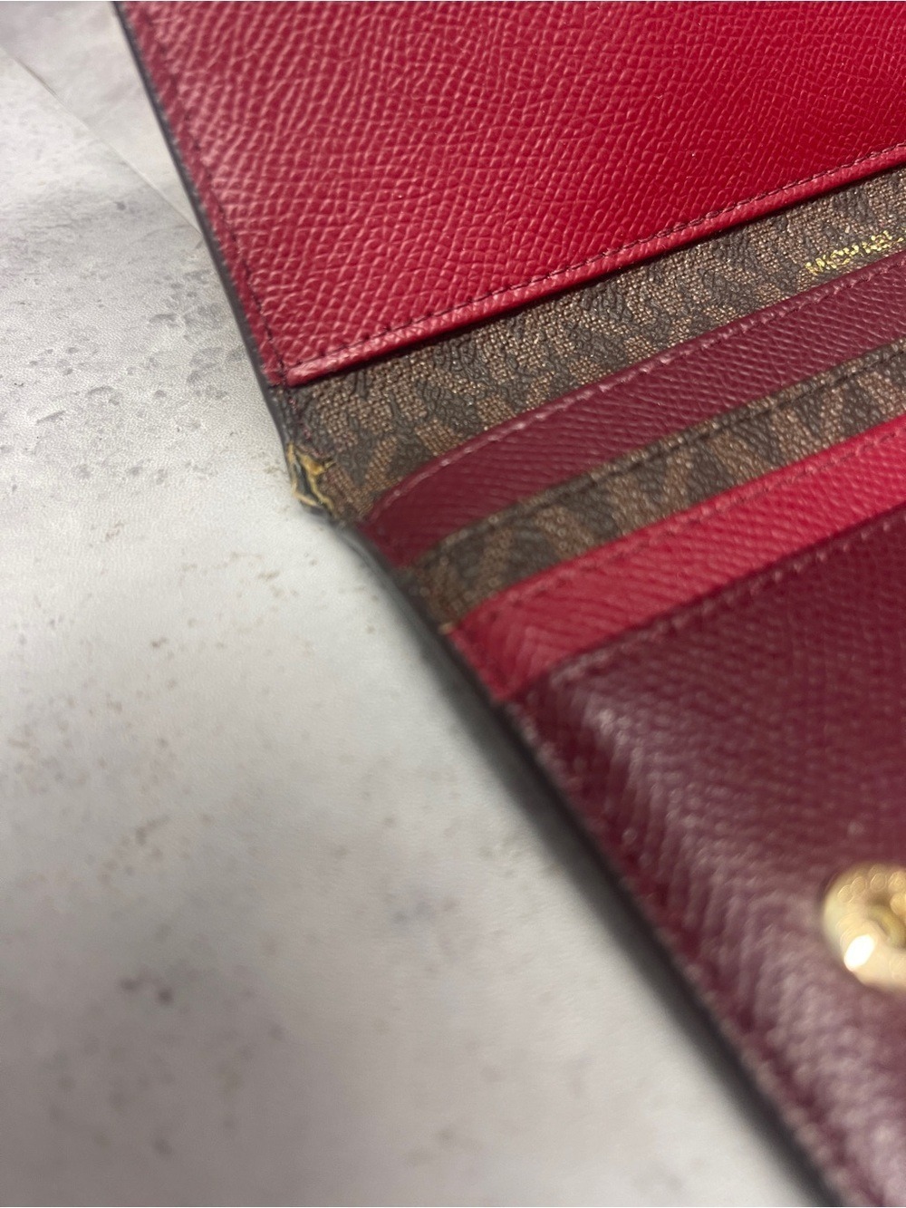 Michael Kors Kimberly Brown/Red Large Satchel & Matching Wallet Merlot Multi - Picture 14 of 14